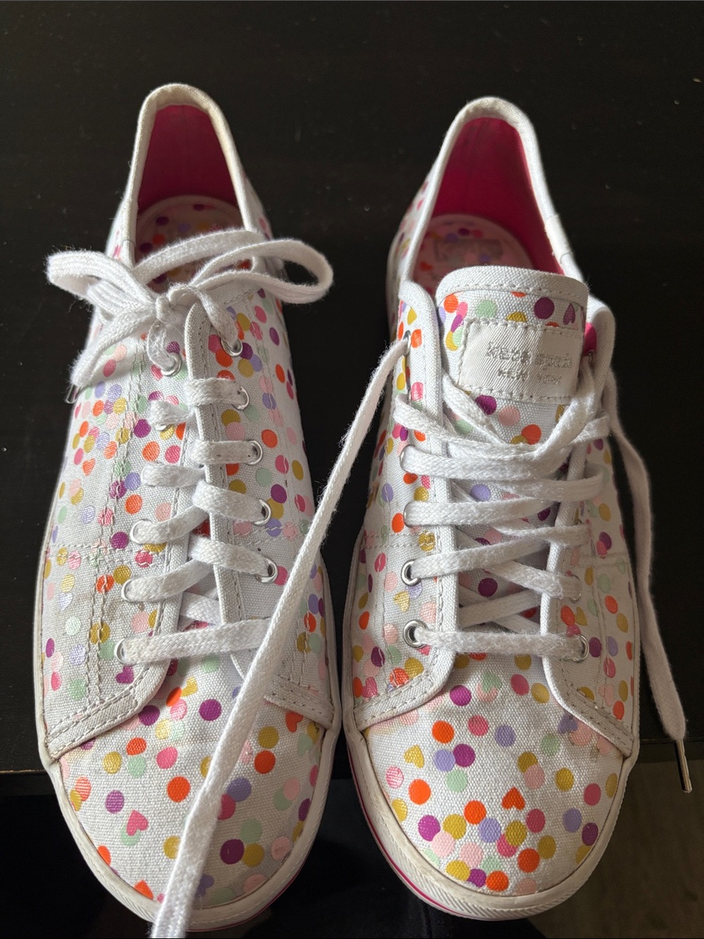 kate spade White Sneakers with Multicolor Polka Dots